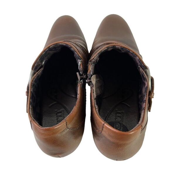 Born Nova Womens Brown Chunky Heel Comfort Shoes Booties Side Buckle Leather 6.5 - Picture 10 of 16